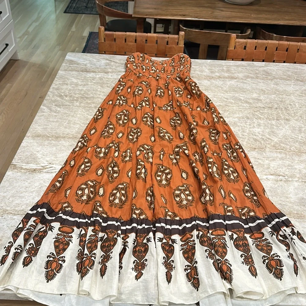 Johanna Ortiz Orange and Cream Maxi Dress - Picture 5 of 6